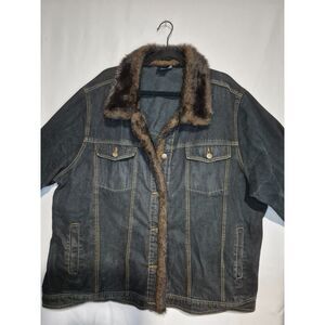 Dennis Basso Denim with Fur Jacket Women's 2X
